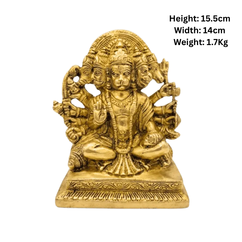 Brass Panchmukhi Hanuman- 1.7kg (square)-Global Food Hub