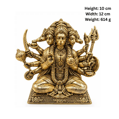 Brass Panchmukhi Hanuman M Miniature Statue-Global Food Hub