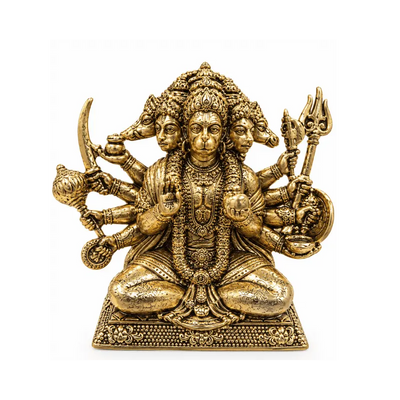 Brass Panchmukhi Hanuman XS Miniature Statue-Global Food Hub