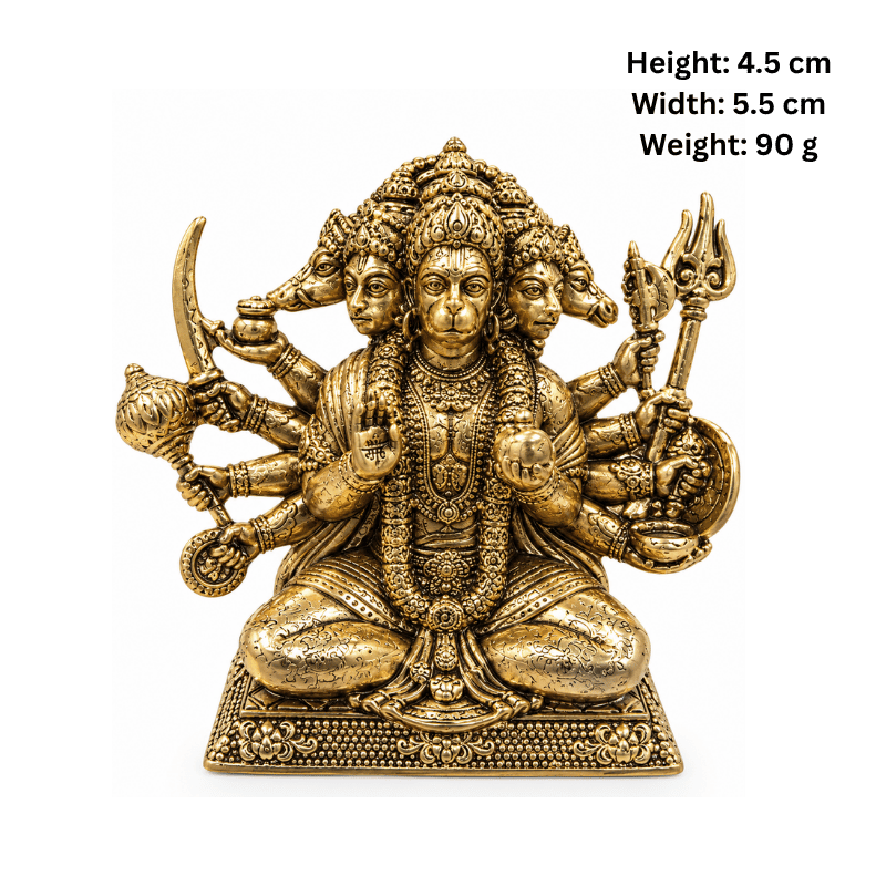 Brass Panchmukhi Hanuman XS Miniature Statue-Global Food Hub