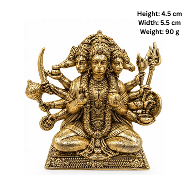 Brass Panchmukhi Hanuman XS Miniature Statue-Global Food Hub