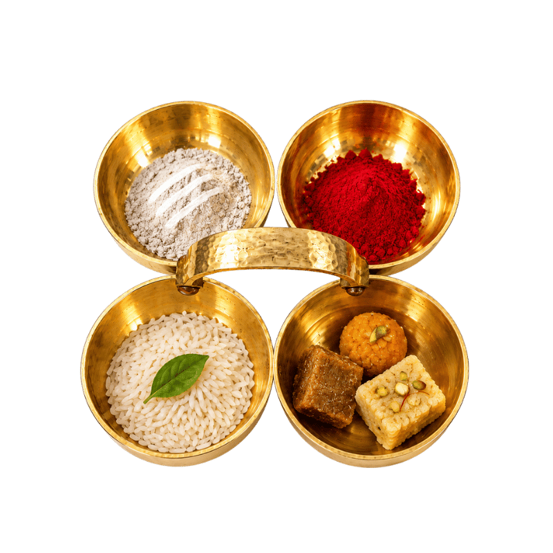 Brass Prasad and Kumkum Bowl : 8x8 cm-Global Food Hub