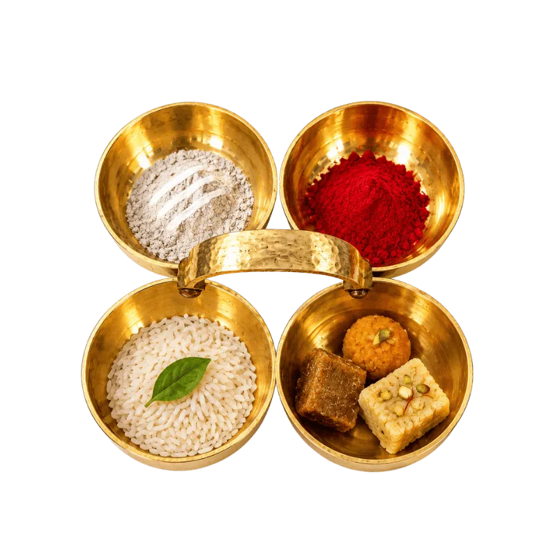 Brass Prasad and Kumkum Bowl : 8x8 cm-Global Food Hub