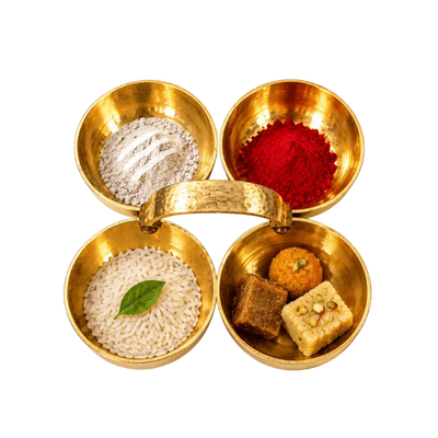 Brass Prasad and Kumkum Bowl : 8x8 cm-Global Food Hub