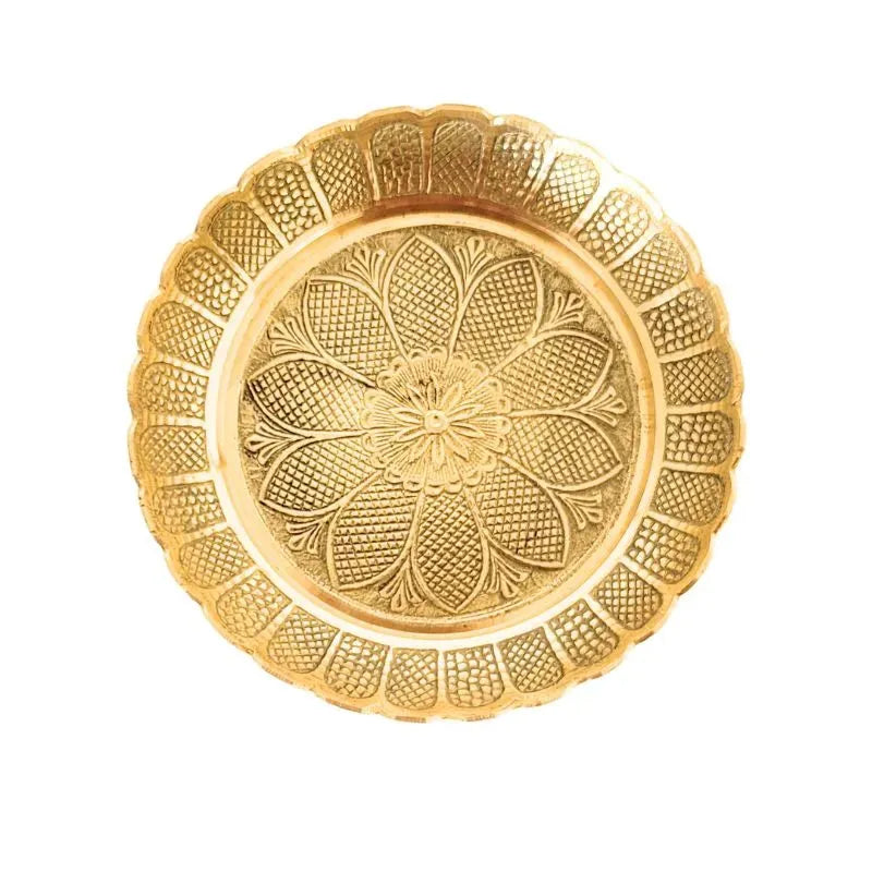 Brass Premium Bhog Plate - Weight 170gms-Global Food Hub