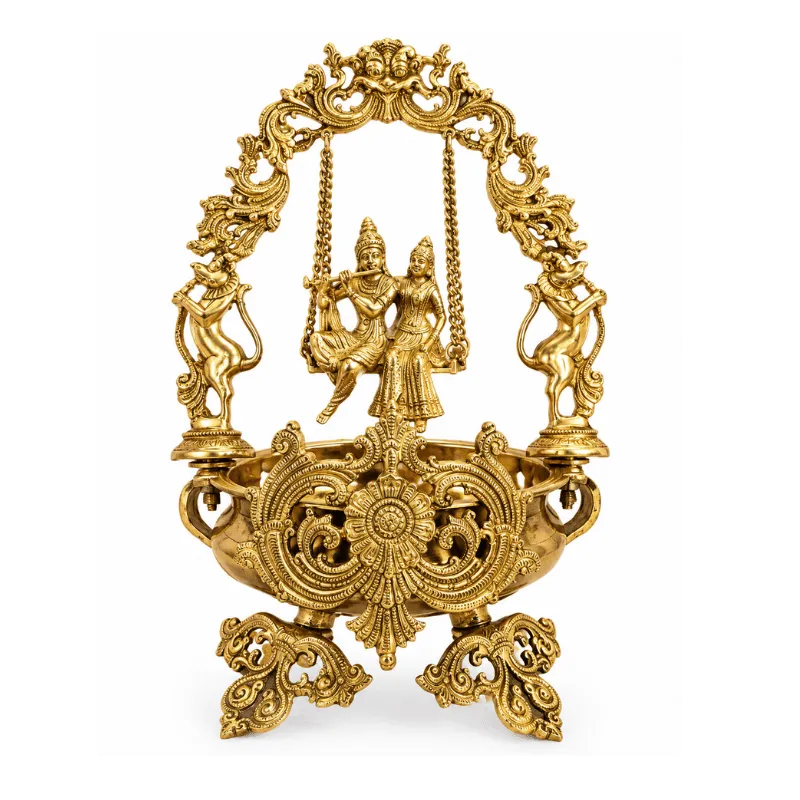 Brass Radha Krishna Jhula/ Swing With Uruli-Global Food Hub