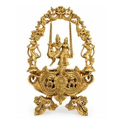 Brass Radha Krishna Jhula/ Swing With Uruli-Global Food Hub