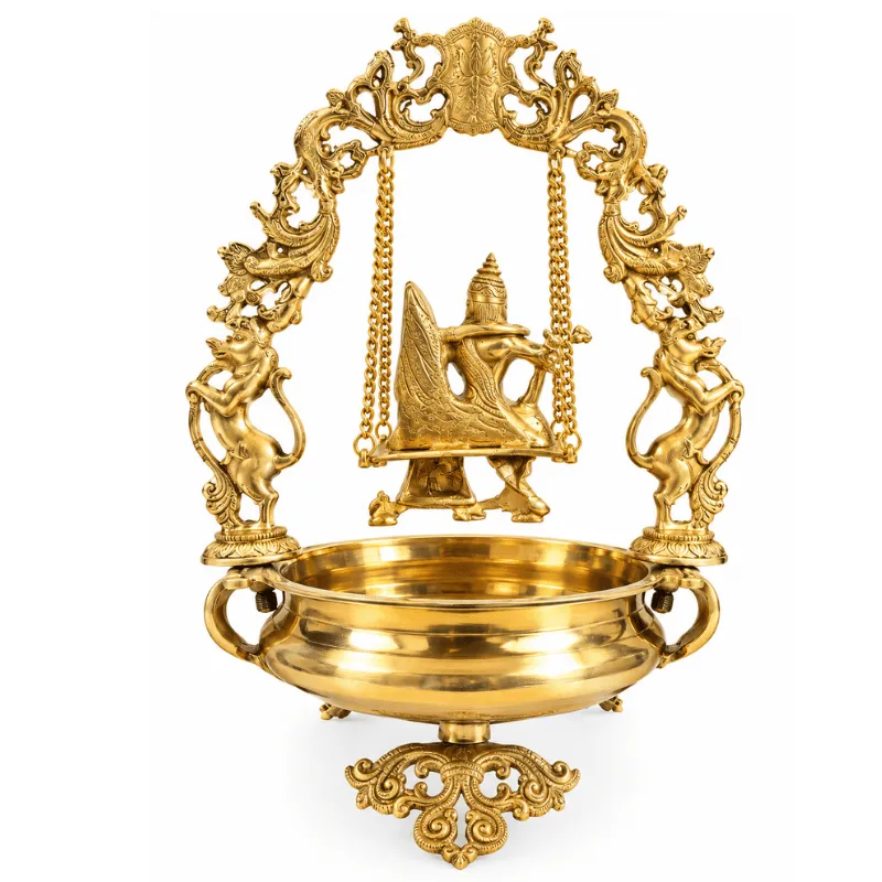 Brass Radha Krishna Jhula/ Swing With Uruli-Global Food Hub