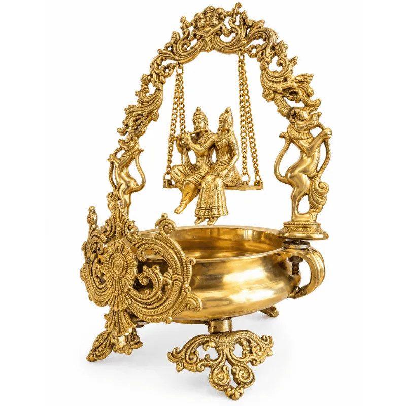 Brass Radha Krishna Jhula/ Swing With Uruli-Global Food Hub