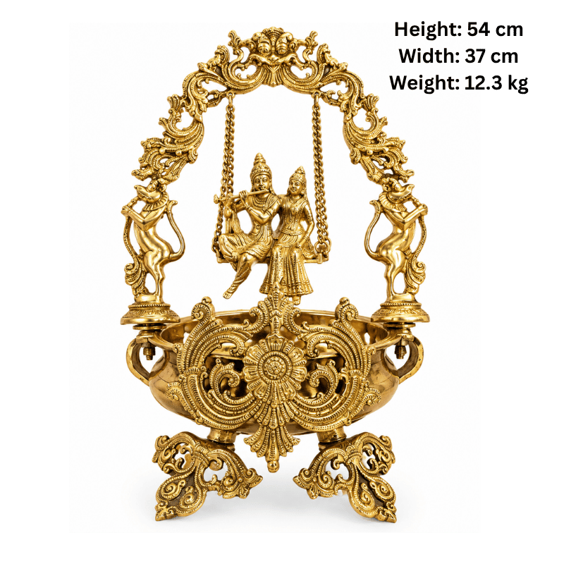Brass Radha Krishna Jhula/ Swing With Uruli-Global Food Hub