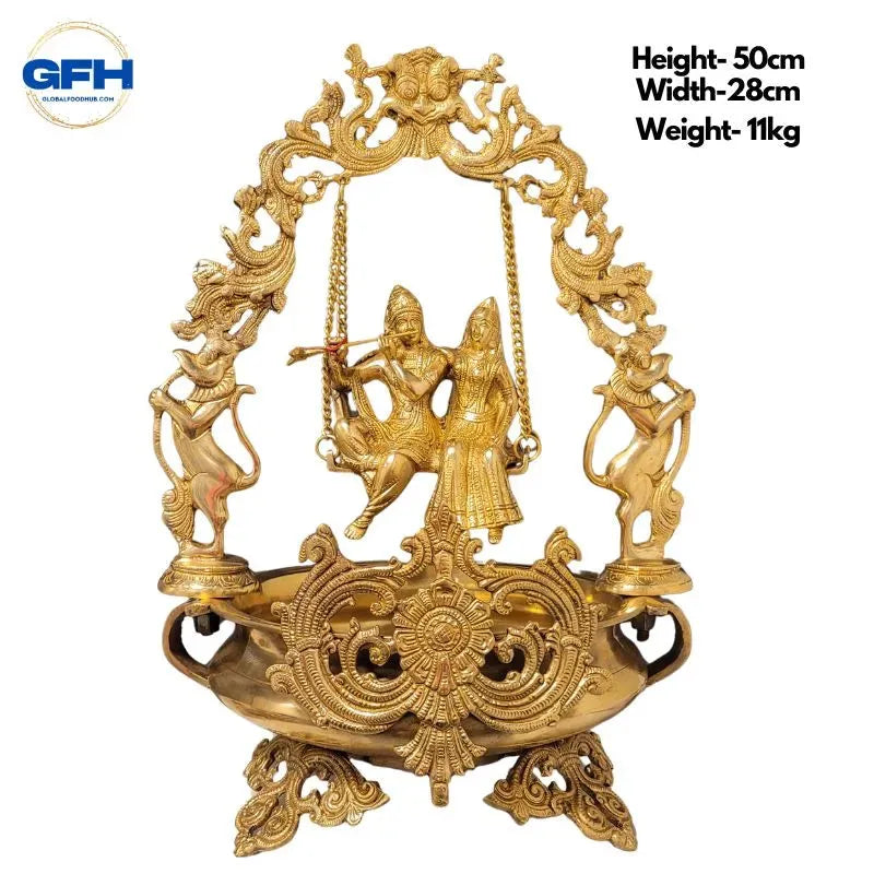 Brass Radha Krishna Jhula/ Swing With Uruli-Global Food Hub