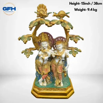 Brass Radha Krishna Standing White Multi-color-Global Food Hub
