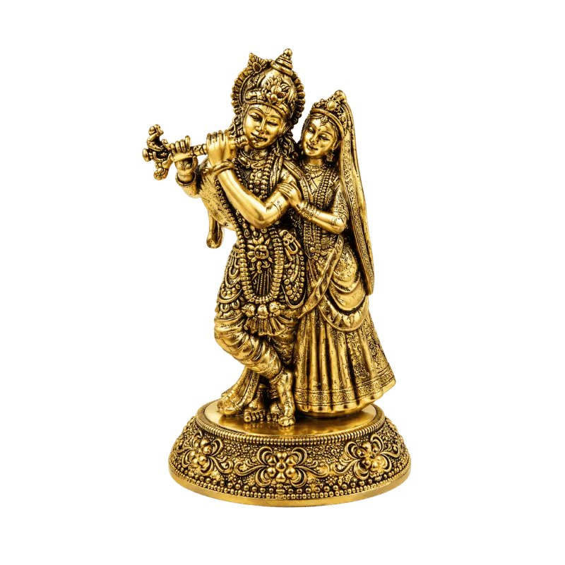 Brass Radha Krishna XS Miniature-Statue-Global Food Hub