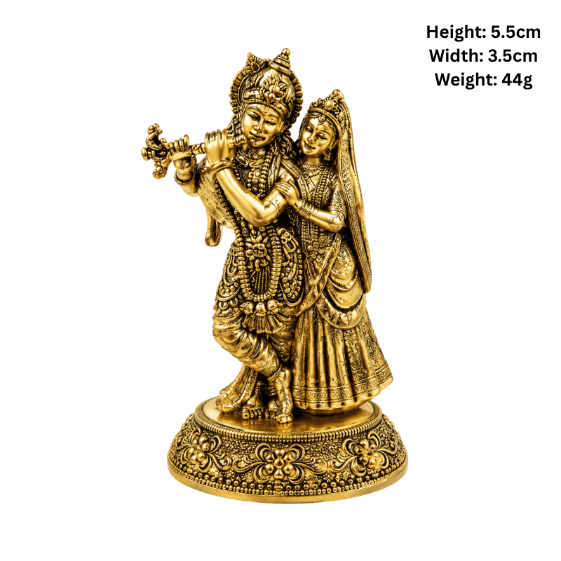 Brass Radha Krishna XS Miniature-Statue-Global Food Hub