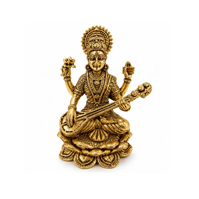 Brass Saraswati Miniature Statue-Global Food Hub