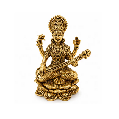 Brass Saraswati Miniature Statue-Global Food Hub