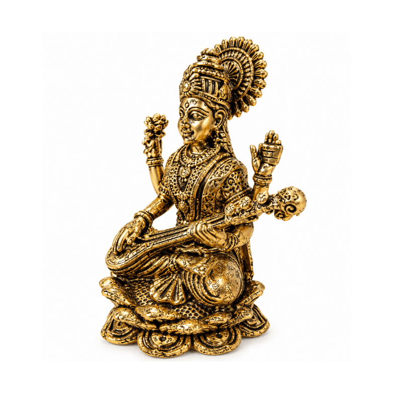 Brass Saraswati Miniature Statue-Global Food Hub