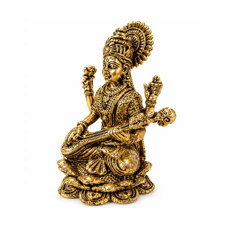 Brass Saraswati Miniature Statue-Global Food Hub