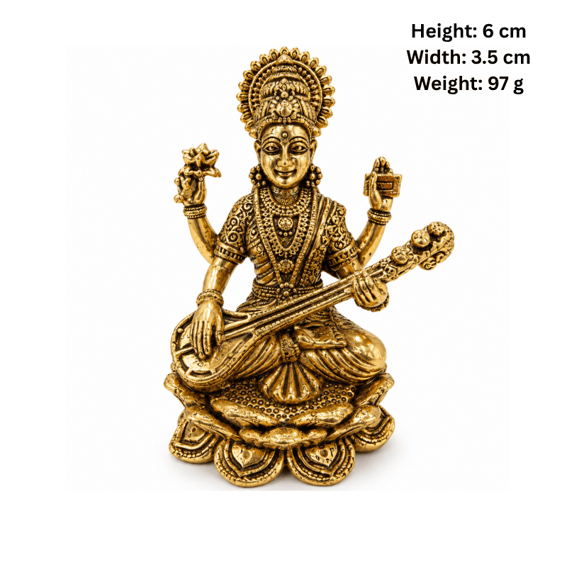 Brass Saraswati Miniature Statue-Global Food Hub