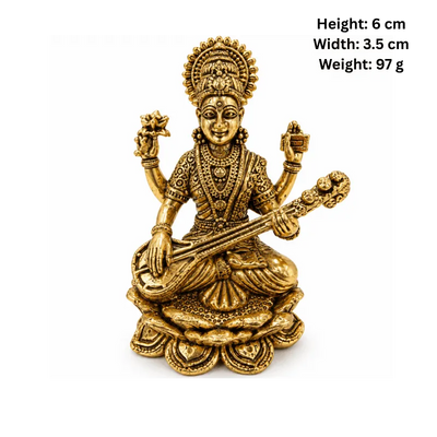 Brass Saraswati Miniature Statue-Global Food Hub