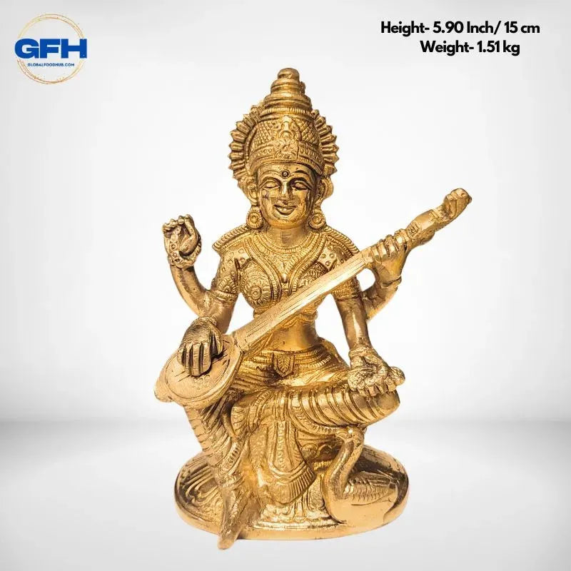 Brass Saraswati Statue-Global Food Hub