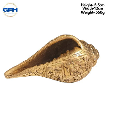 Brass Shankh (Conch) With Ganesh Carving-Global Food Hub