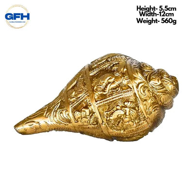 Brass Shankh (Conch) With Ganesh Carving-Global Food Hub