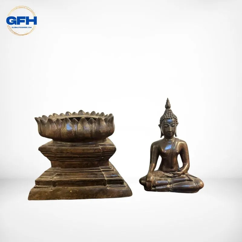 Brass Sitting Buddha Antique Look-Global Food Hub