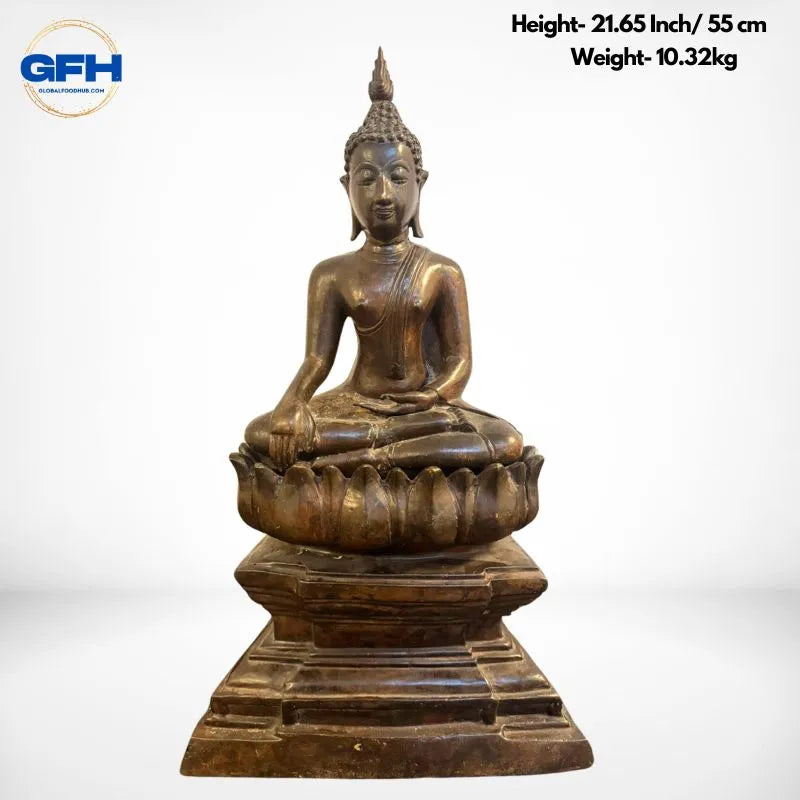 Brass Sitting Buddha Antique Look-Global Food Hub