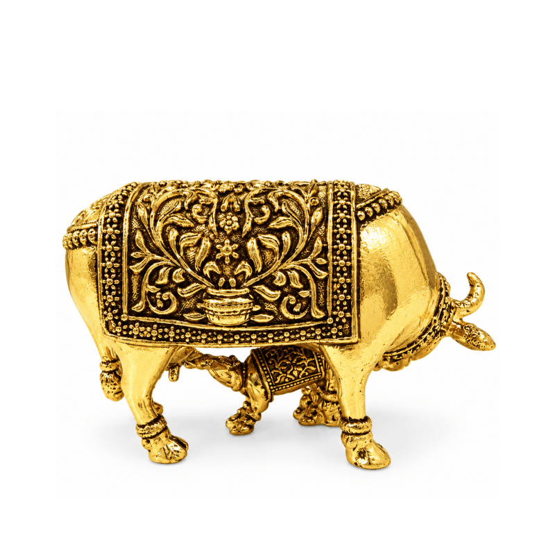 Brass Statue Miniature - Cow with calf-Global Food Hub