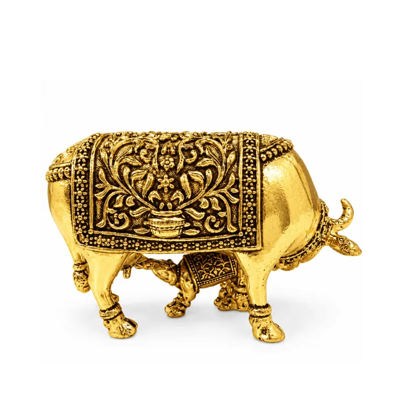 Brass Statue Miniature - Cow with calf-Global Food Hub