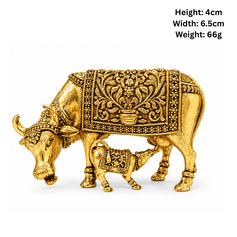 Brass Statue Miniature - Cow with calf-Global Food Hub