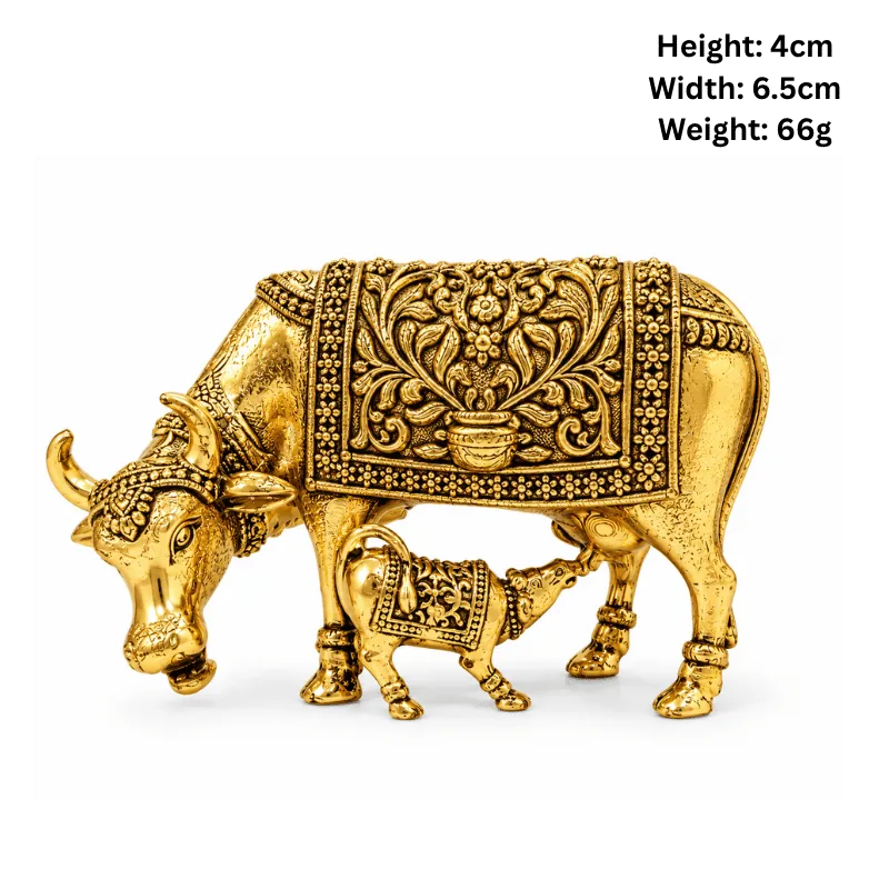 Brass Statue Miniature - Cow with calf-Global Food Hub