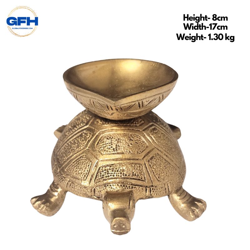 Brass Tortoise With Diya-Global Food Hub