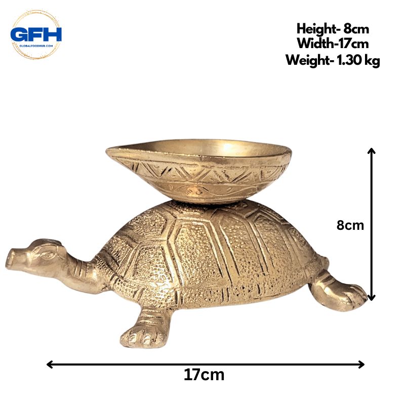Brass Tortoise With Diya-Global Food Hub