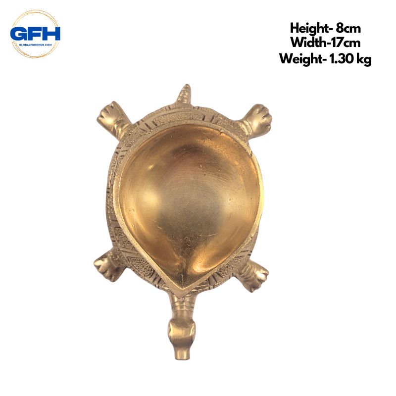 Brass Tortoise With Diya-Global Food Hub
