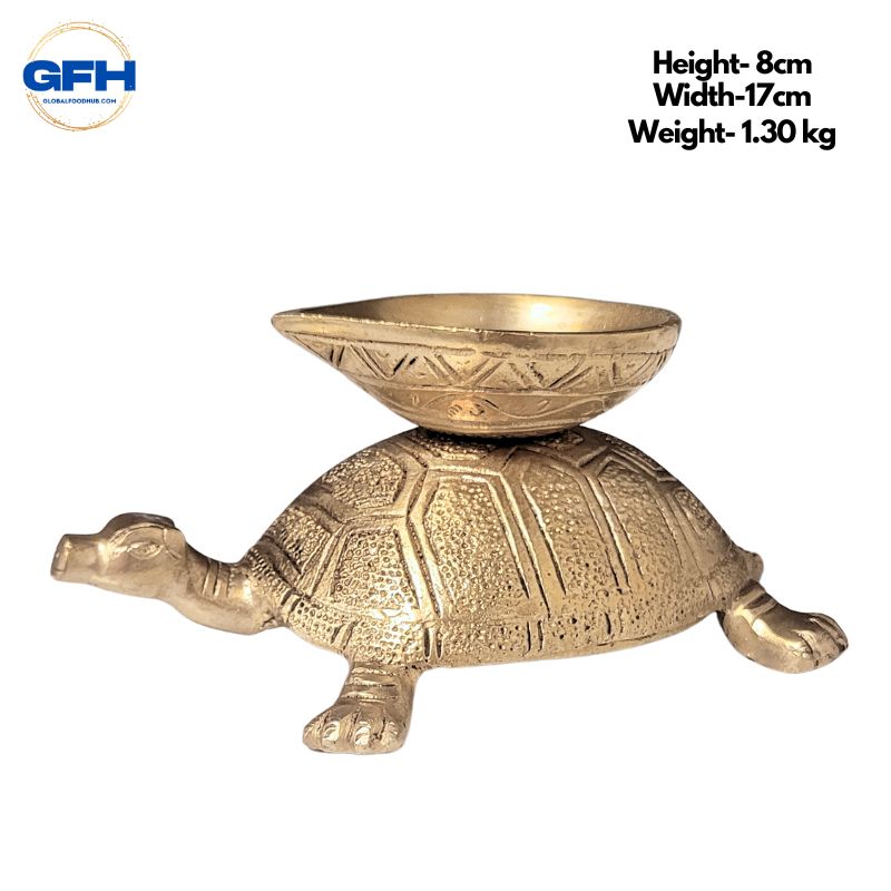 Brass Tortoise With Diya-Global Food Hub