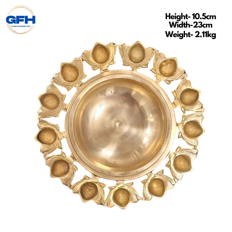 Brass Uruli 12 Diya-Global Food Hub