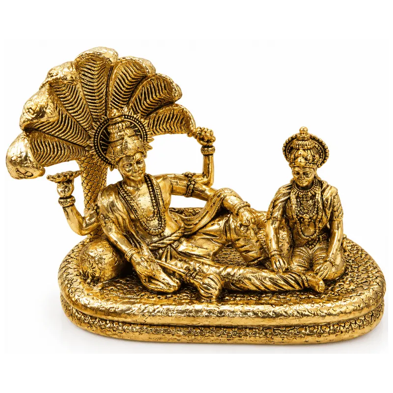 Brass Vishnu Lakshmi XS Statue-Global Food Hub