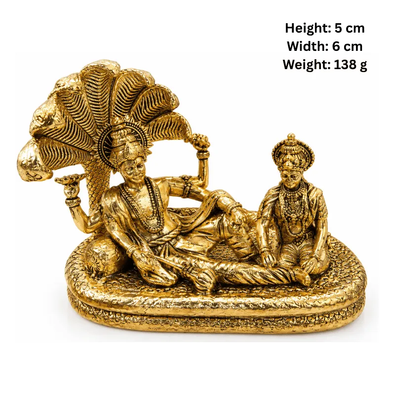 Brass Vishnu Lakshmi XS Statue-Global Food Hub
