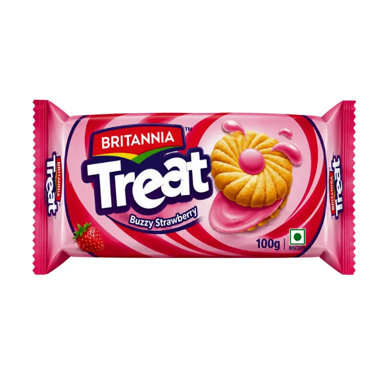 Britannia Treat Fruit Cream Biscuits Strawberry - 100g-Global Food Hub