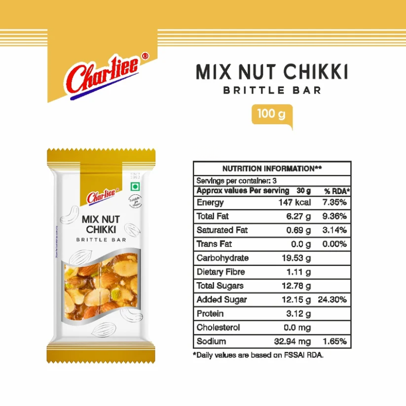 Charliee Mix Nut Chikki - 100g-Global Food Hub