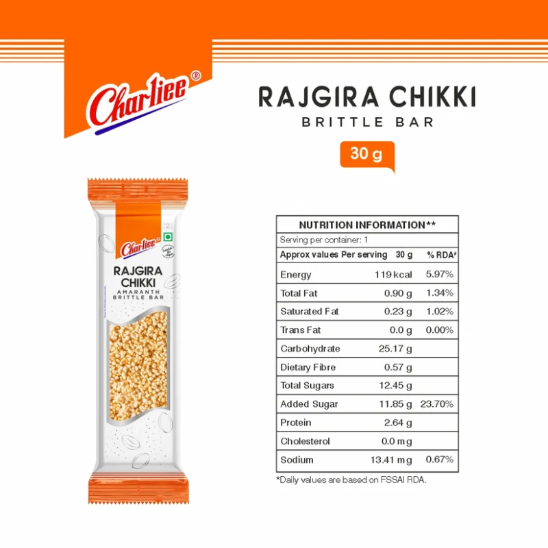 Charliee Rajgira Chikki - 30g-Global Food Hub