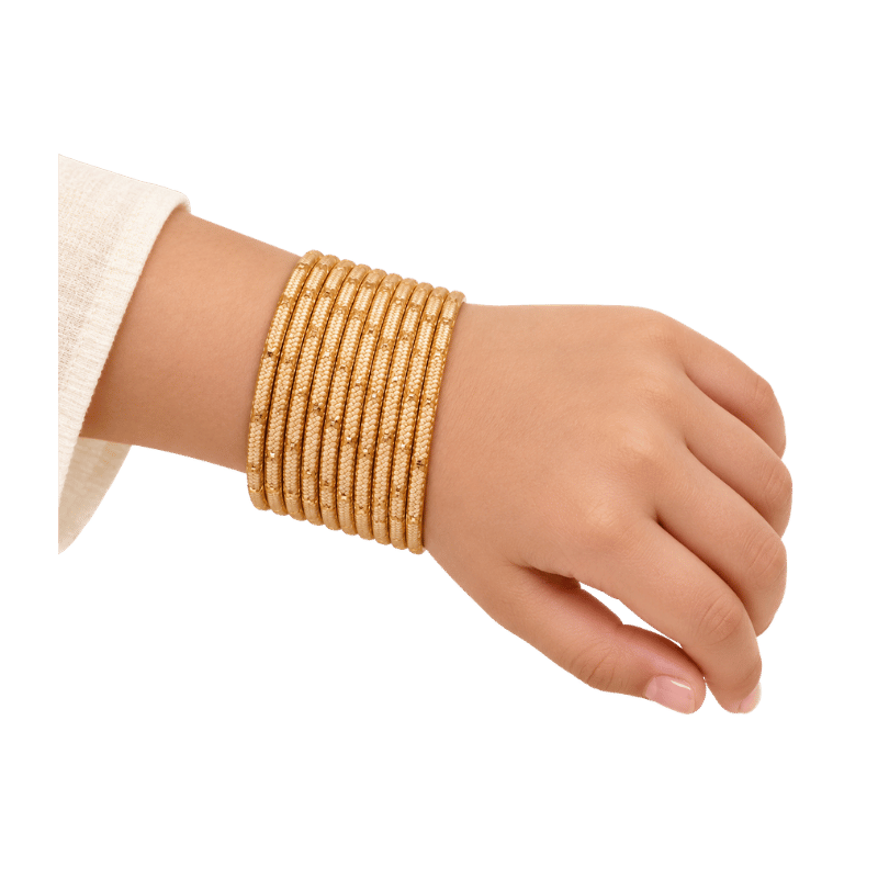 Clara Kids Bangles Set of 24 - Golden - Size 1.12-Global Food Hub