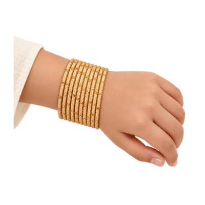 Clara Kids Bangles Set of 24 - Golden - Size 2.2-Global Food Hub