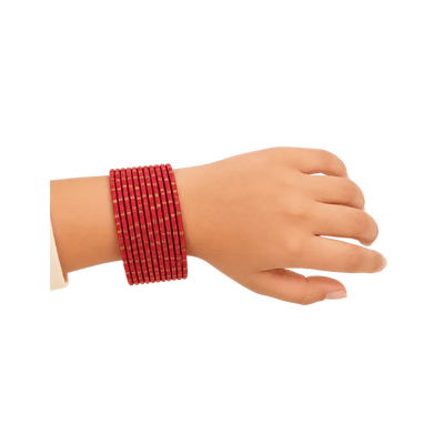 Clara Kids Bangles Set of 24 - Red - Size 2.2-Global Food Hub