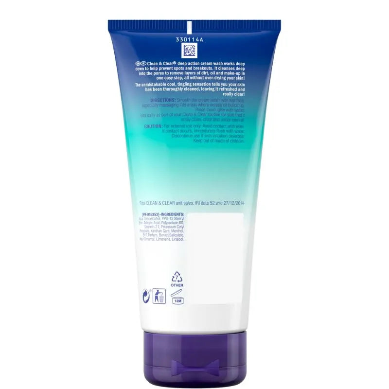 Clean & Clear Deep Action Cream Face Wash Oil Free - 150ml-Global Food Hub