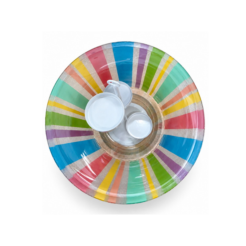 Colourful Glass Candle Holder Set with Three-Cup Tealight Stand-Global Food Hub