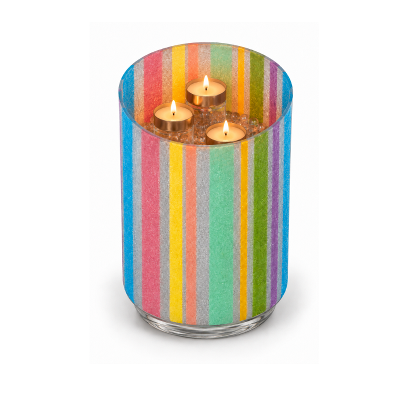 Colourful Glass Candle Holder Set with Three-Cup Tealight Stand-Global Food Hub