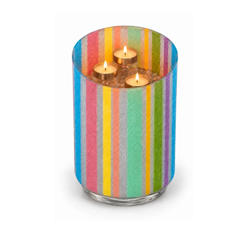 Colourful Glass Candle Holder Set with Three-Cup Tealight Stand-Global Food Hub